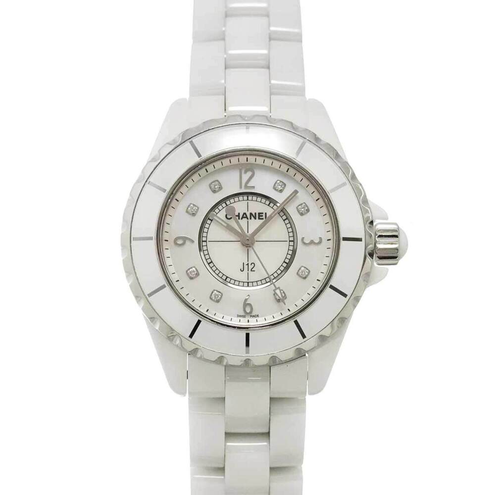 Chanel J12 33mm H2422 Women's Watch with 8 Diamonds, White Mother-of-Pearl, C...
